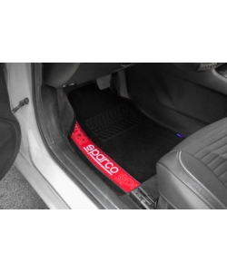 Set 4 tappetini per auto sparco nero/rosso in moquette